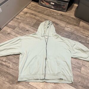 Aeropostale Women’s 2XL Light Green / Blue Sweatshirt Hoodie w/ Pockets Zip Up